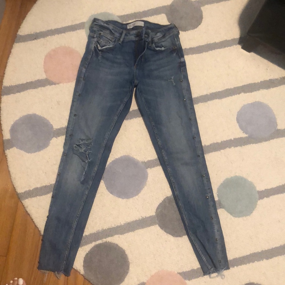 Zara fitted mid rise jeans